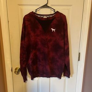 Tye dye maroon PINK sweatshirt with mesh neckline